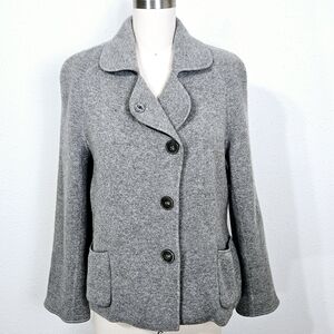 Akris Punto Cashmere Cardigan Sweater Blazer in Gray Size 10